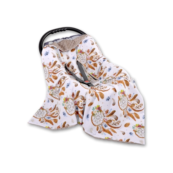 Double-sided car seat blanket - dream catchers white