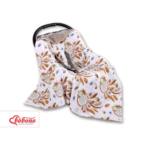 Double-sided car seat blanket - dream catchers white