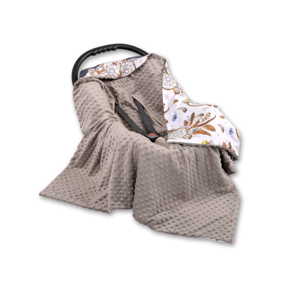 Double-sided car seat blanket - dream catchers white