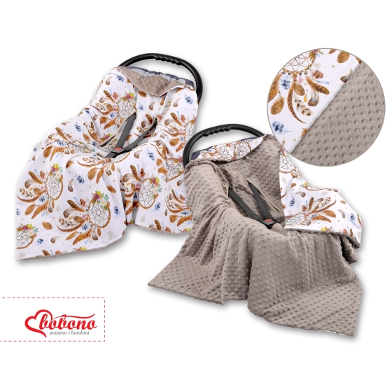 Double-sided car seat blanket - dream catchers white