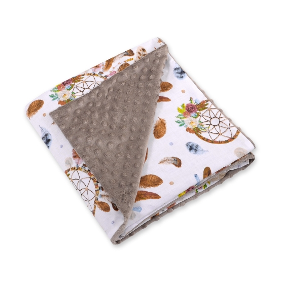 Double-sided car seat blanket - dream catchers white