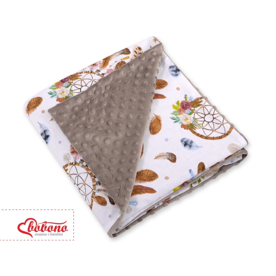 Double-sided car seat blanket - dream catchers white