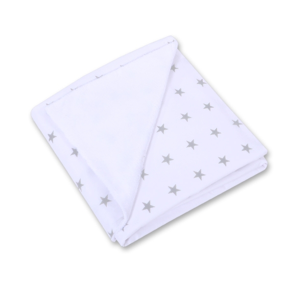 Double-sided car seat blanket- Gray stars on white