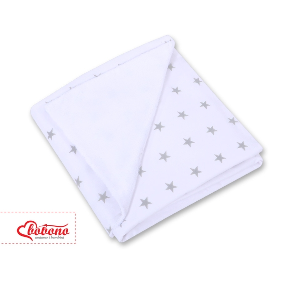 Double-sided car seat blanket- Gray stars on white