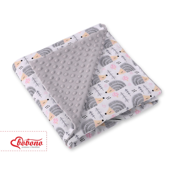Double-sided car seat blanket - hedgehogs Gray