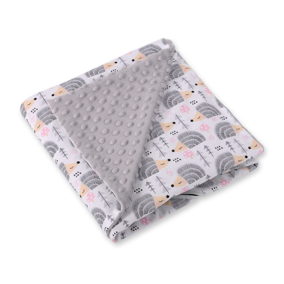 Double-sided car seat blanket - hedgehogs Gray