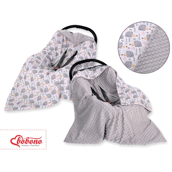 Double-sided car seat blanket - hedgehogs Gray