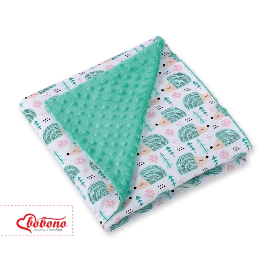 Double-sided car seat blanket - hedgehogs mint