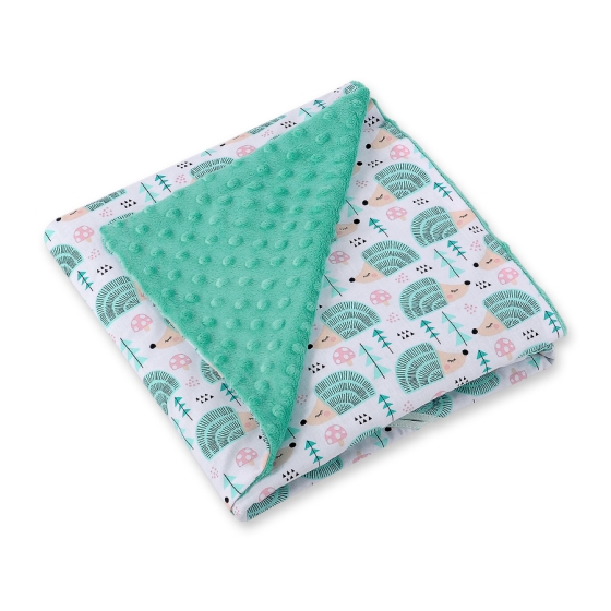Double-sided car seat blanket - hedgehogs mint