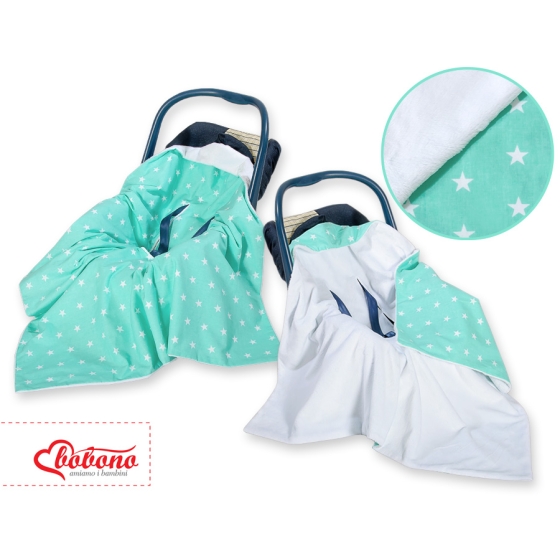 Double-sided car seat blanket- Mint stars