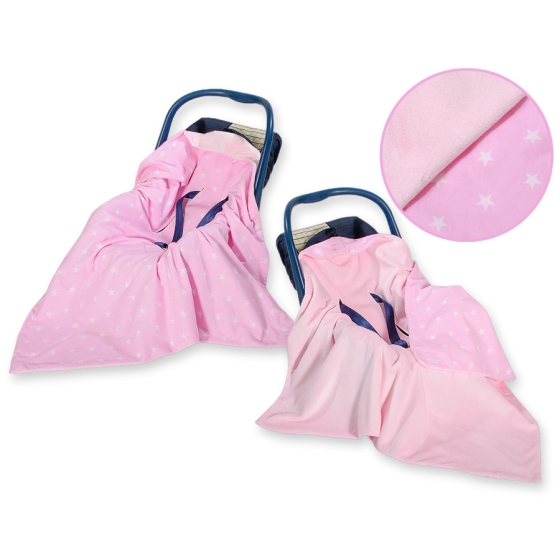Double-sided car seat blanket- Pink stars