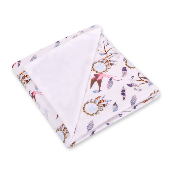 Double-sided car seat blanket - swallows pink