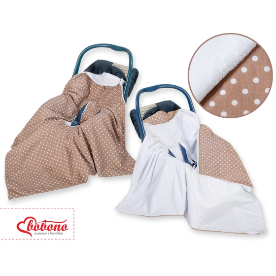 Double-sided car seat blanket- White dots on brown