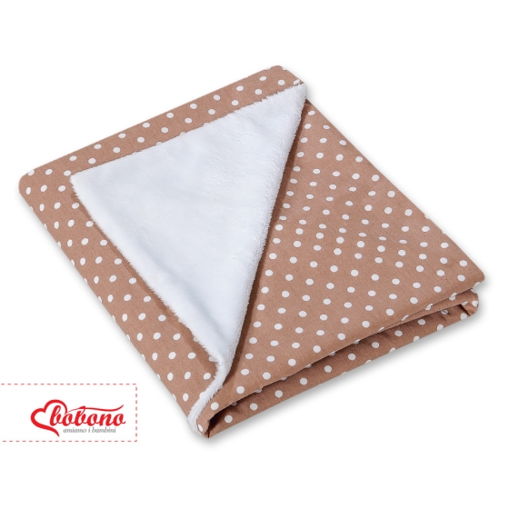 Double-sided car seat blanket- White dots on brown