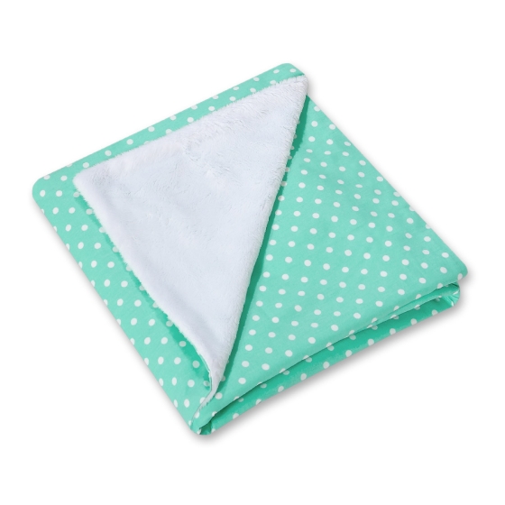 Double-sided car seat blanket- White dots on mint
