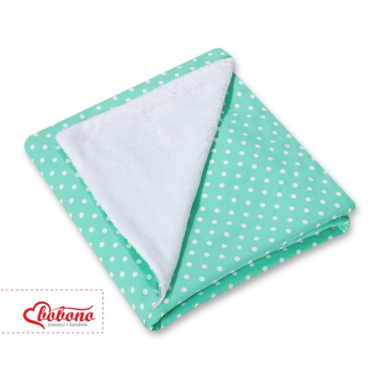 Double-sided car seat blanket- White dots on mint