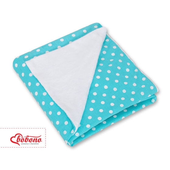 Double-sided car seat blanket- White dots on turquoise