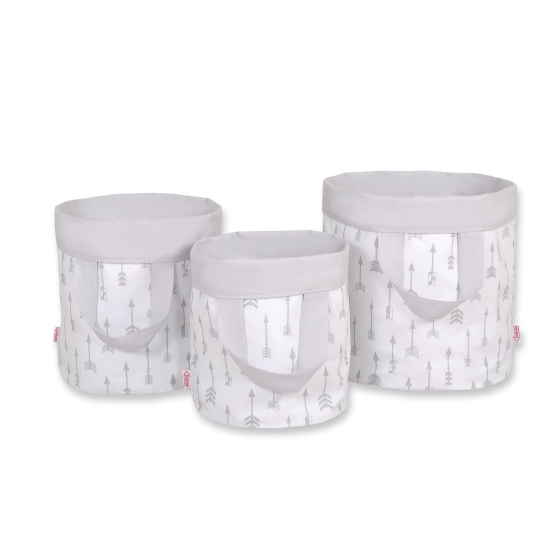 Double-sided toy basket L - Gray arrows/gray