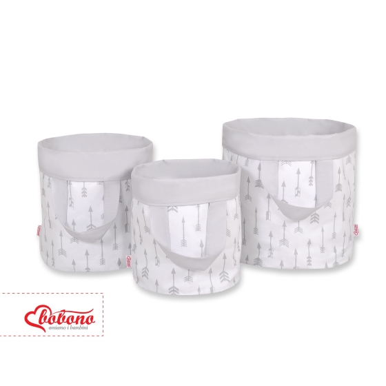 Double-sided toy basket L - Gray arrows/gray