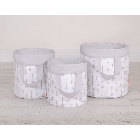 Double-sided toy basket L - Gray arrows/gray