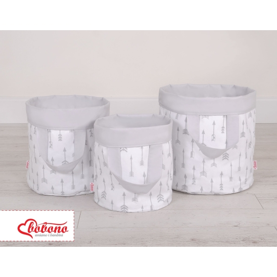 Double-sided toy basket L - Gray arrows/gray