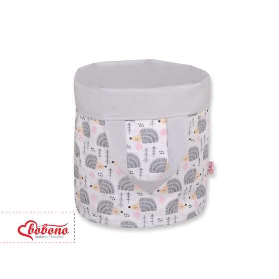 Double-sided toy basket L- hedgehogs gray/gray