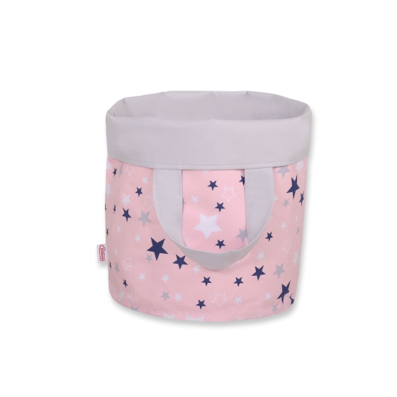 Double-sided toy basket L - navy blue stars/Gray