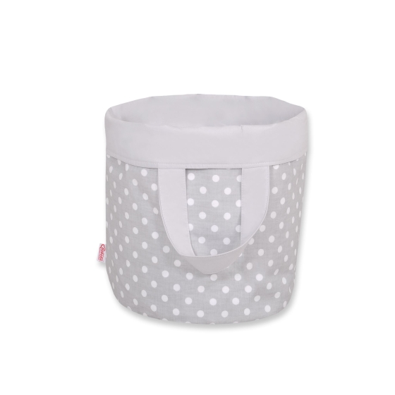 Double-sided toy basket L- white dots on gray/gray