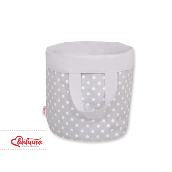 Double-sided toy basket L- white dots on gray/gray