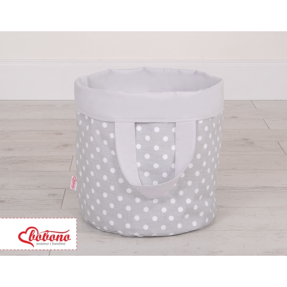 Double-sided toy basket L- white dots on gray/gray