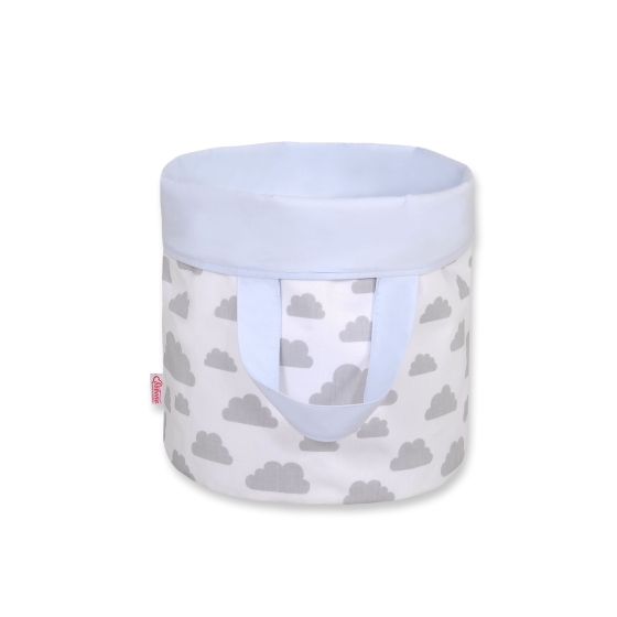 Double-sided toy basket M - clouds gray/blue
