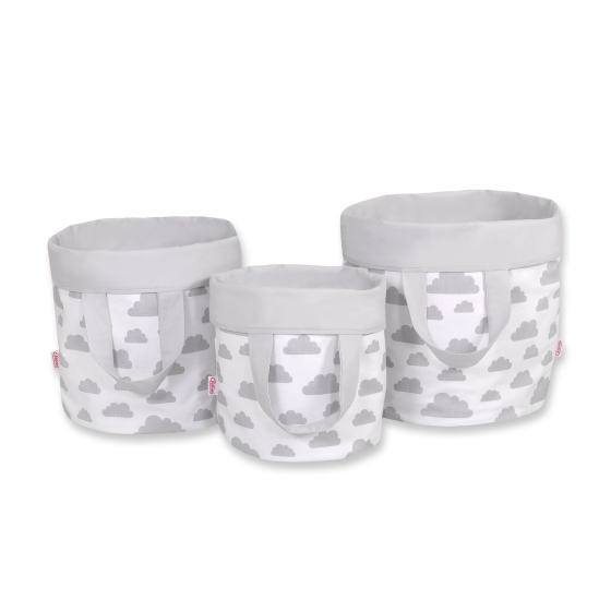 Double-sided toy basket M - clouds gray/gray