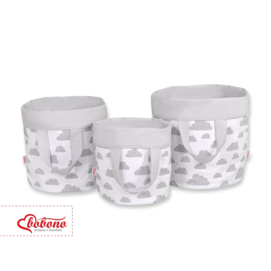 Double-sided toy basket M - clouds gray/gray