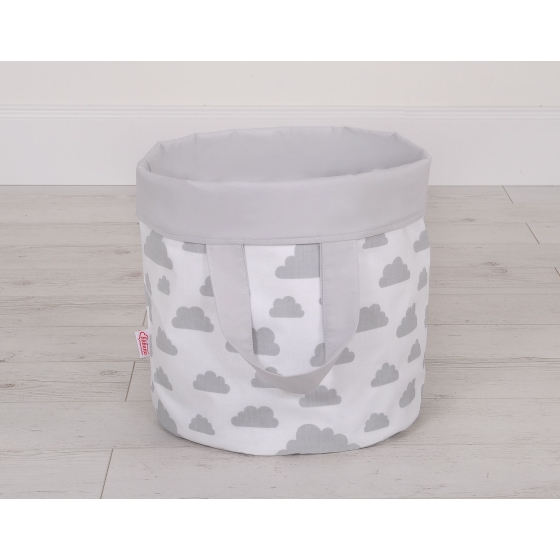 Double-sided toy basket M - clouds gray/gray