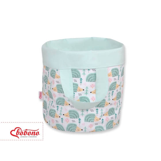 Double-sided toy basket M - hedgehogs mint/mint