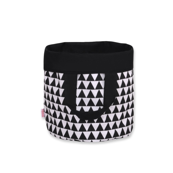 Double-sided toy basket M - triangles black/black