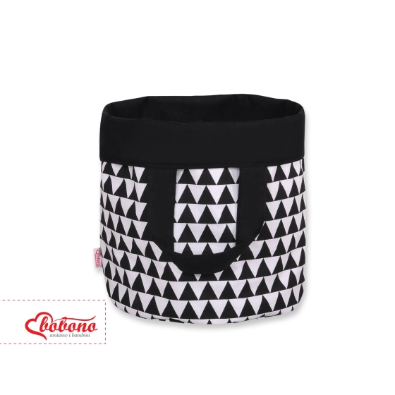 Double-sided toy basket M - triangles black/black