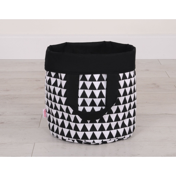 Double-sided toy basket M - triangles black/black