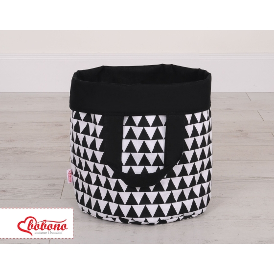 Double-sided toy basket M - triangles black/black