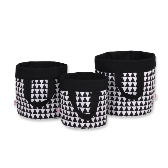 Double-sided toy basket M - triangles black/black
