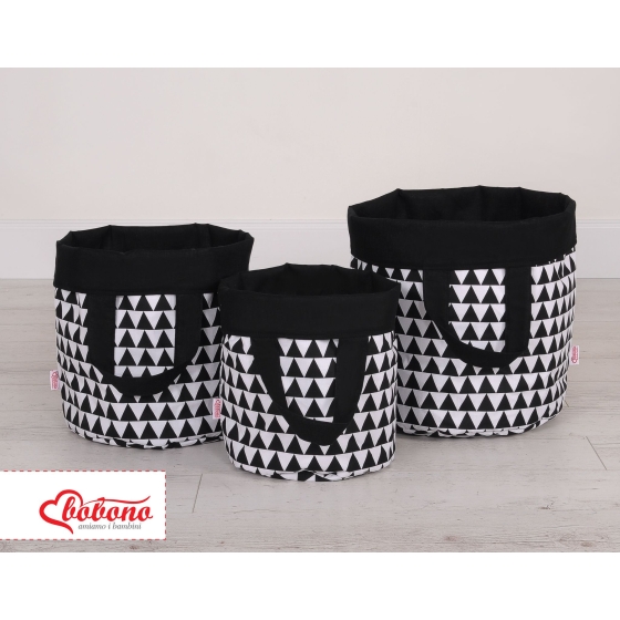 Double-sided toy basket M - triangles black/black
