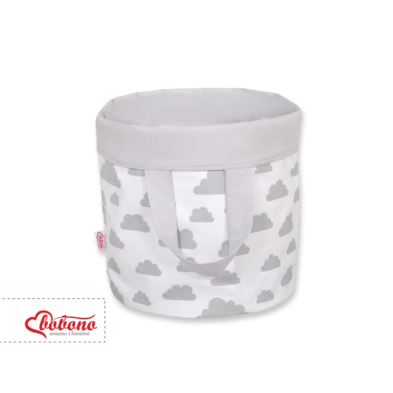 Double-sided toy basket S - clouds gray/gray