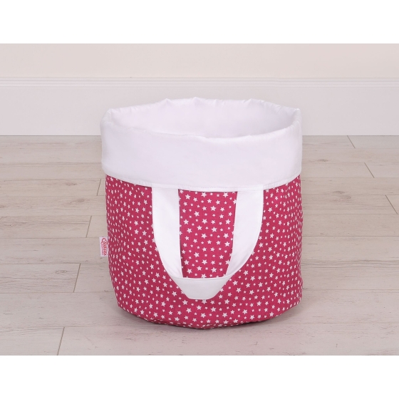 Double-sided toy basket S - wine red stars/white