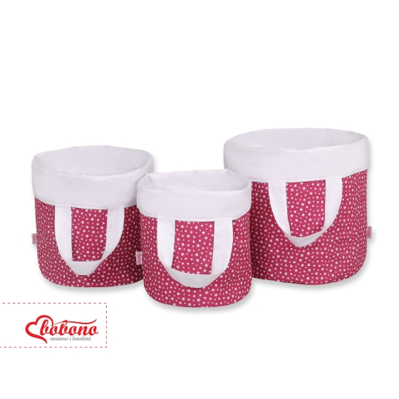 Double-sided toy basket S - wine red stars/white