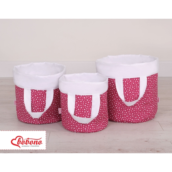 Double-sided toy basket S - wine red stars/white
