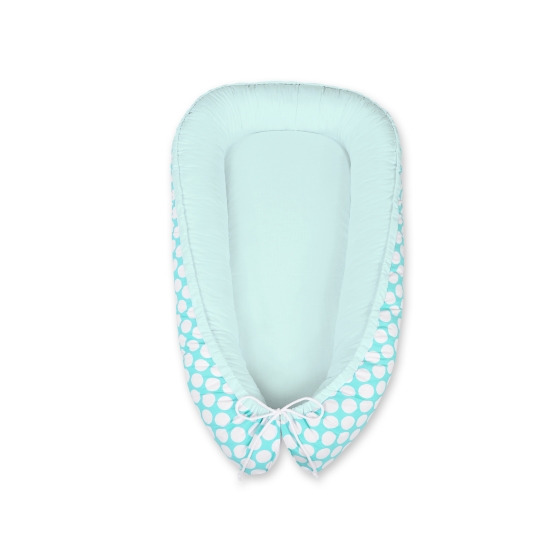 Doublesided Baby nest- turquoise with white dots/mint