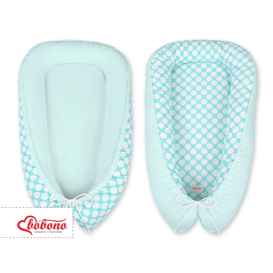 Doublesided Baby nest- turquoise with white dots/mint
