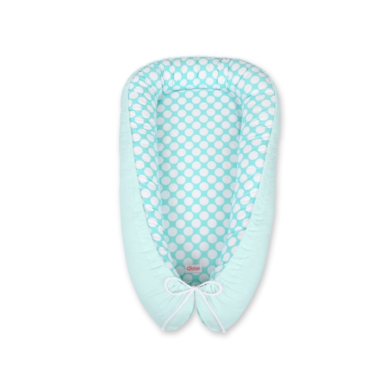 Doublesided Baby nest- turquoise with white dots/mint