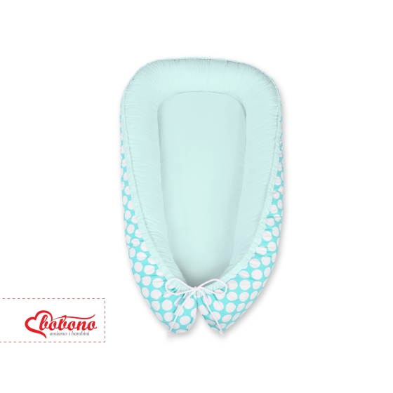 Doublesided Baby nest- turquoise with white dots/mint