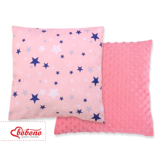 Doublesided Baby - Rest Decorative Pillow - pink-navy blue stars